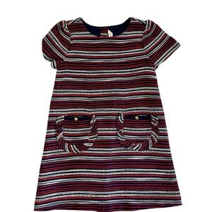 EUC Janie and Jack red, white, & navy blue embroidered striped dress, 5T